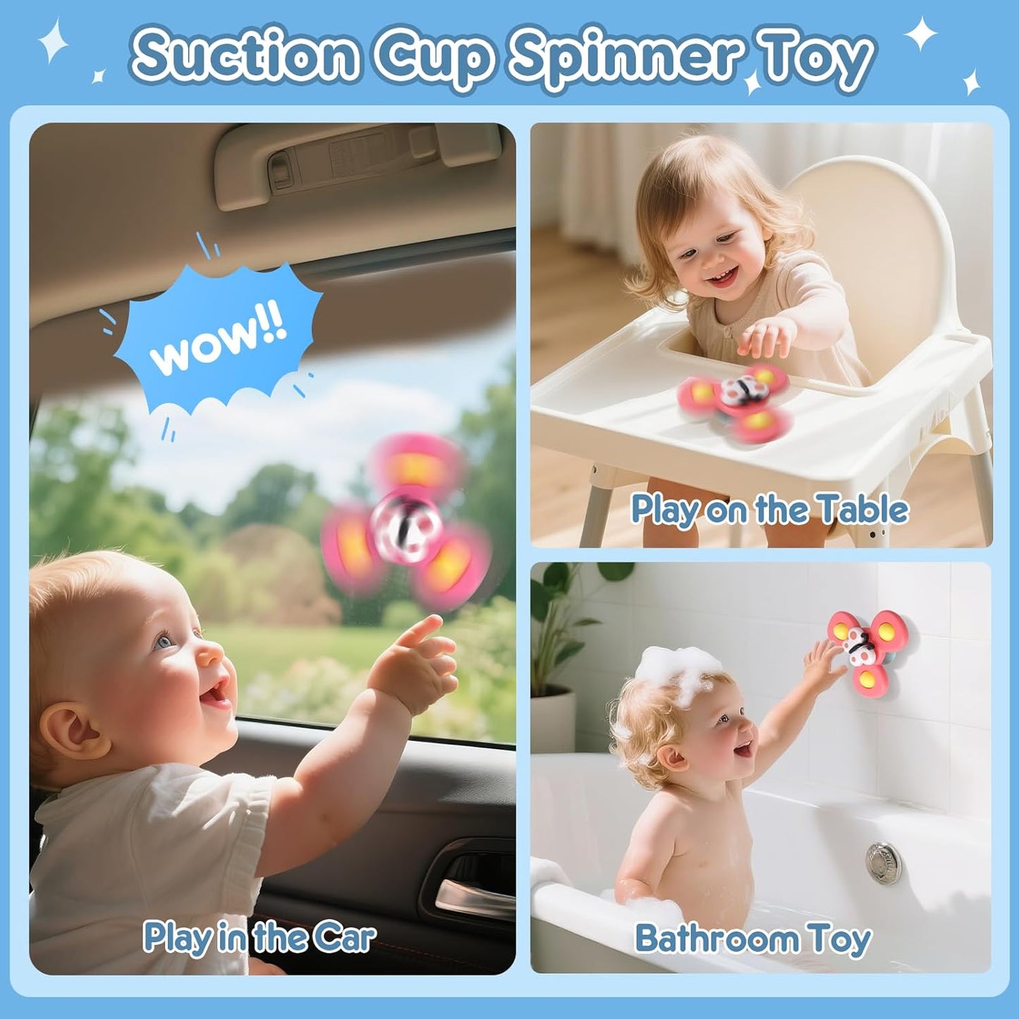 6 in 1 Montessori Toys for Babies 6-12 Months Up - Incl Pull String Toy, Stacking Cups, Tissue Box, Suction Cup Spinner, Stacking Blocks,Activity Cube, Baby Toys for 1 2 3 Year Old