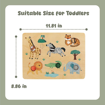 Freniland Press-to-Play Farm Sound Puzzle for Toddlers, Wooden Farm Sound Board with Push Buttons, Montessori Educational Toy for 18M+
