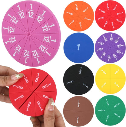 51 PCS Magnetic Fraction Tiles Circles, Fraction Circles Set Rainbow Math Manipulatives for Fraction Learning Math Practice Teacher Must Haves