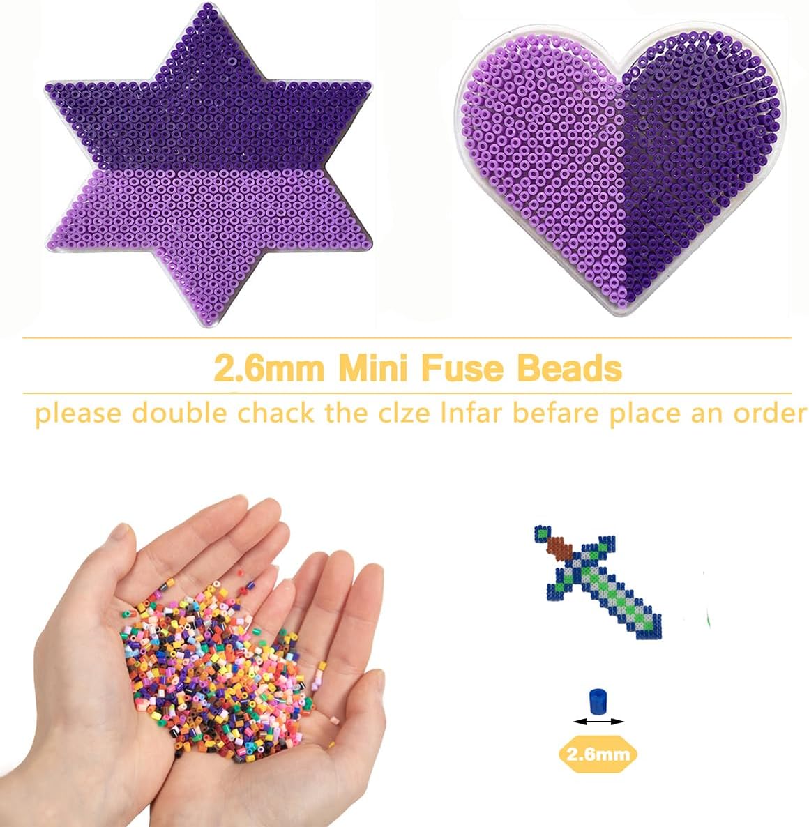 ZLLBTMO 39000 Pcs Fuse Beads Kit for Craft Making 72 Colors 2.6mm Mini Small Iron Beads Set for Aduld, with Box, 4 Pegboards, 1 Drawing, 1 Tweezers, 5 Ironing Paper