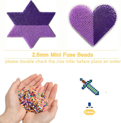 ZLLBTMO 39000 Pcs Fuse Beads Kit for Craft Making 72 Colors 2.6mm Mini Small Iron Beads Set for Aduld, with Box, 4 Pegboards, 1 Drawing, 1 Tweezers, 5 Ironing Paper