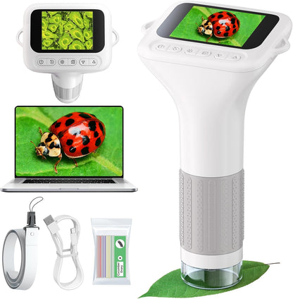 Odatay Microscope for Kids with 12 Slides, 100X-1000X 1080P Digital Handheld Kids Microscope, Mini Portable Pocket Miniscope Science Toys Gifts for 3+ 4 5 6 7 8 9 10 11 12 Year Old Boys Girls, Blue