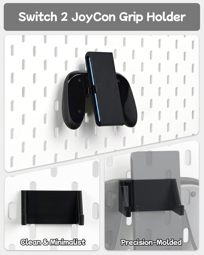 Pegboard Storage Set compatible with Switch 2, Switch Pro/PRO 2 controller stand and Console Dock stand, Joycon Holder for SKADIS | 4PCS | Black