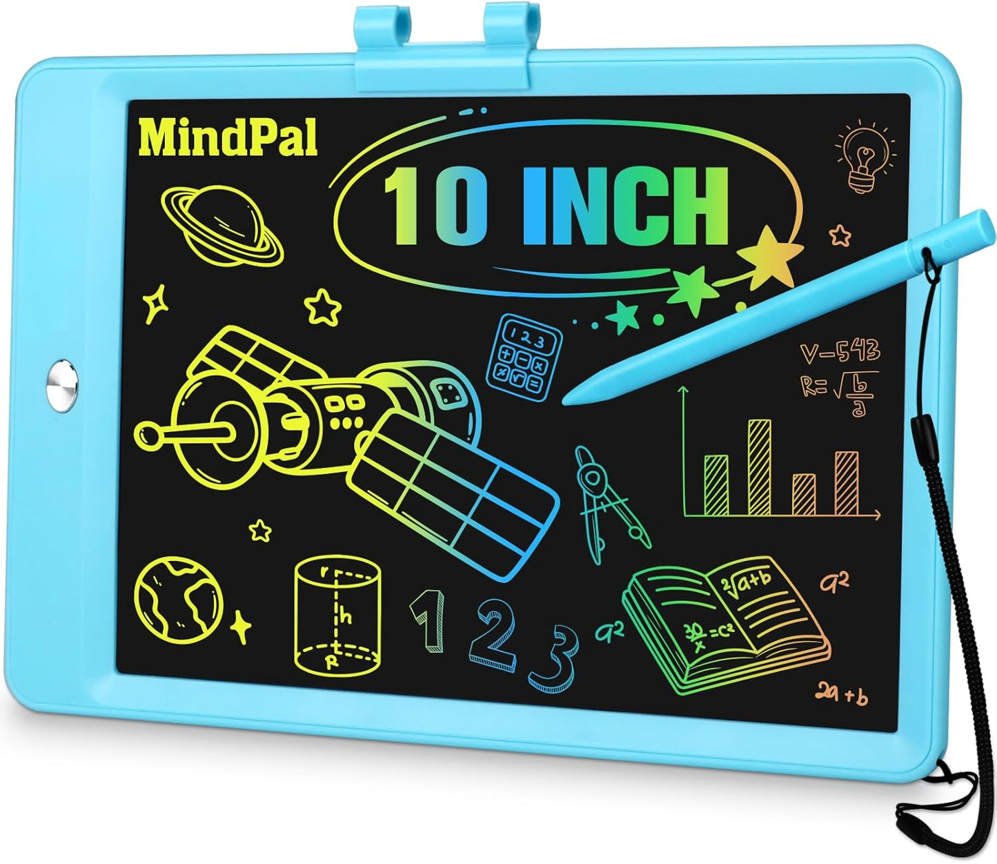 MindPal 10 Inch Drawing Tablet, LCD Writing Tablet for Kids, Colorful Doodle Board Toddler Drawing Pad, Educational Learning & Travel Essential Kid Toy for 3 4 5 6 7 8-Year-Old Girls Boys (Blue)