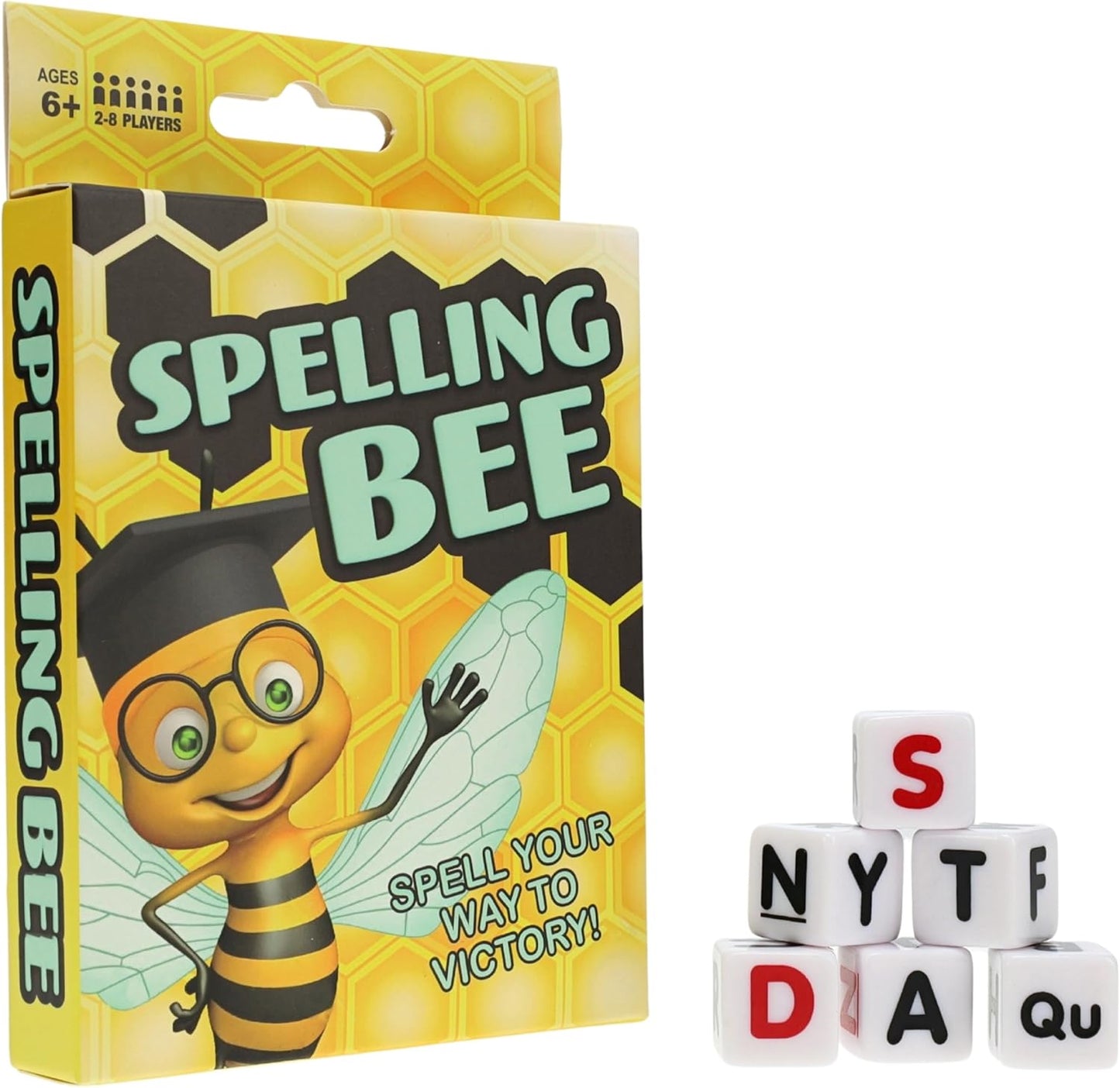 TDC Games Spelling Bee – Letter Dice Word Game for Kids and Adults, 26 Alphabet Dice, Fast-Paced Educational Travel Game, 2–8 Players Ages 6+, Vocabulary Builder for Family, School, and Classroom