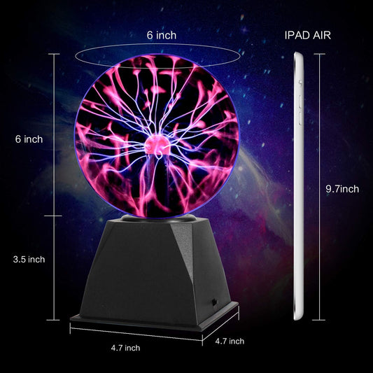 Gresus 6 Inch Plug-in Magic Plasma Ball Lamp - Touch & Sound Sensitive Interactive Plasma Lamp Nebula Sphere Globe, Science Educational Gift for Decorations/Parties/Bedroom