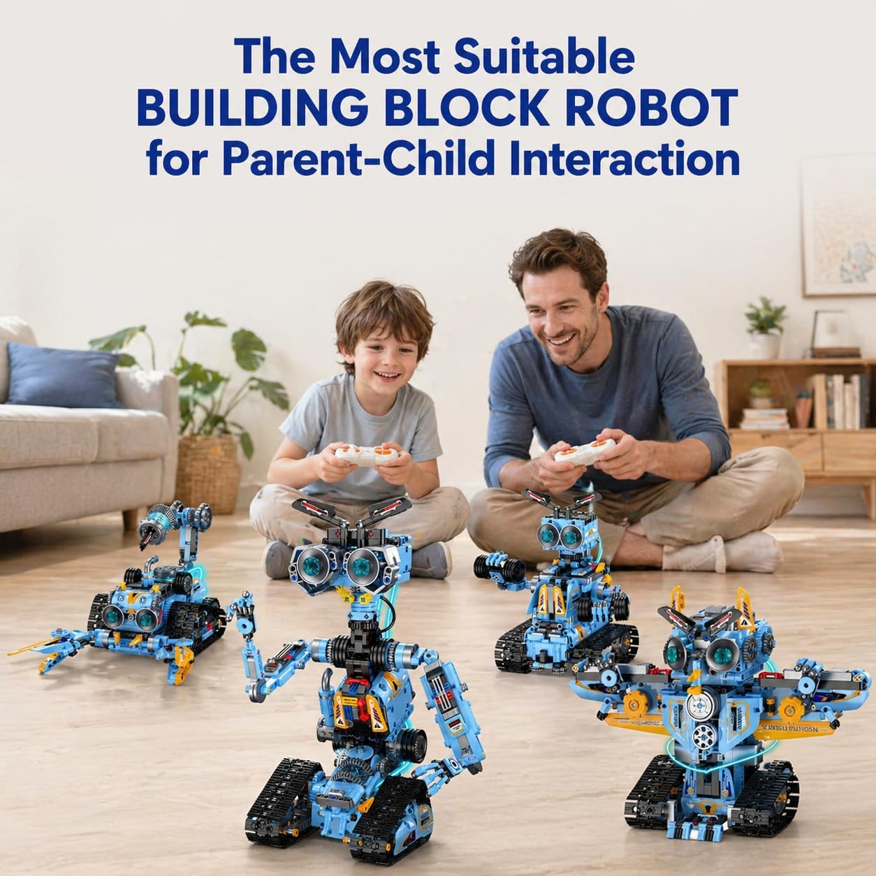 zinat 4-in-1 STEM Robot Building Kit with Remote Control, Multiple Robot Designs, Educational DIY Blocks Toy, Birthday for Kids 6-14 & Adults - 824Pcs