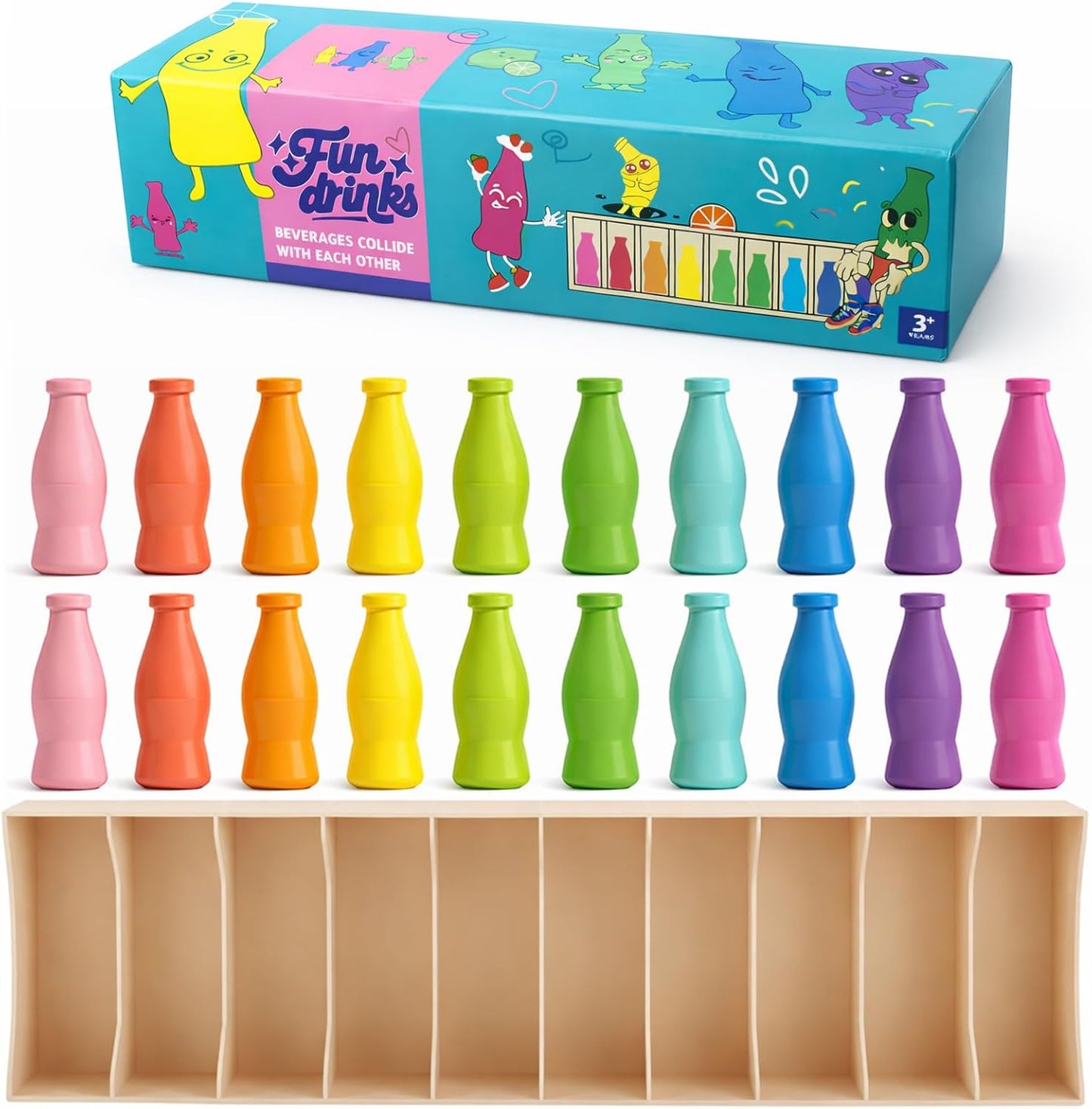 Match The Bottle Color Game, Fun Family Board Game for Kids and Adults 2–4 Players, Bottle Flip Challenge Toy for Travel, Camping, Holidays, Celebrate Birthday Party, Backyard Night (Medium, Plastic)