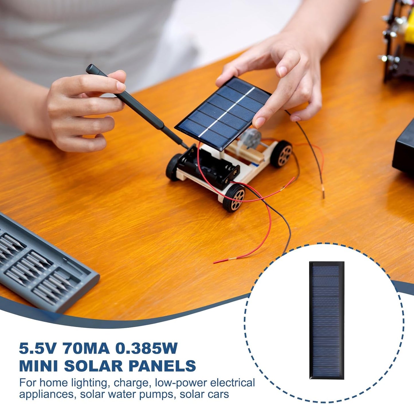 MECCANIXITY 8PCS 1.5V 0.09W 0.06A Mini Solar Panels for Solar Power, Small Solar Photovoltaic Cells Charge DIY Electric Toy Materials Solar System Kits, 1.18" x 1.18"