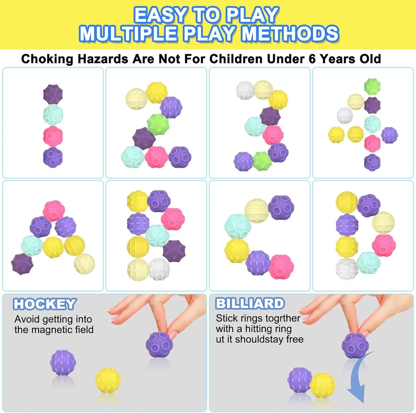 28Pcs Rainbow Stones Fidget Toy, 20mm DIY Mutual Attraction Desk Balls for Kids Adults, Educational Science Kit for Anxiety Relief, Building Crafts for Teens Party Favors Gift