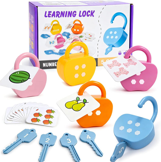 Apple Locks with Keys Toys for Toddlers Ages 3-5 – Montessori Number Toys for Kids 3 Year Old | Counting Games | Preschool & Kindergarten Classroom Must Haves