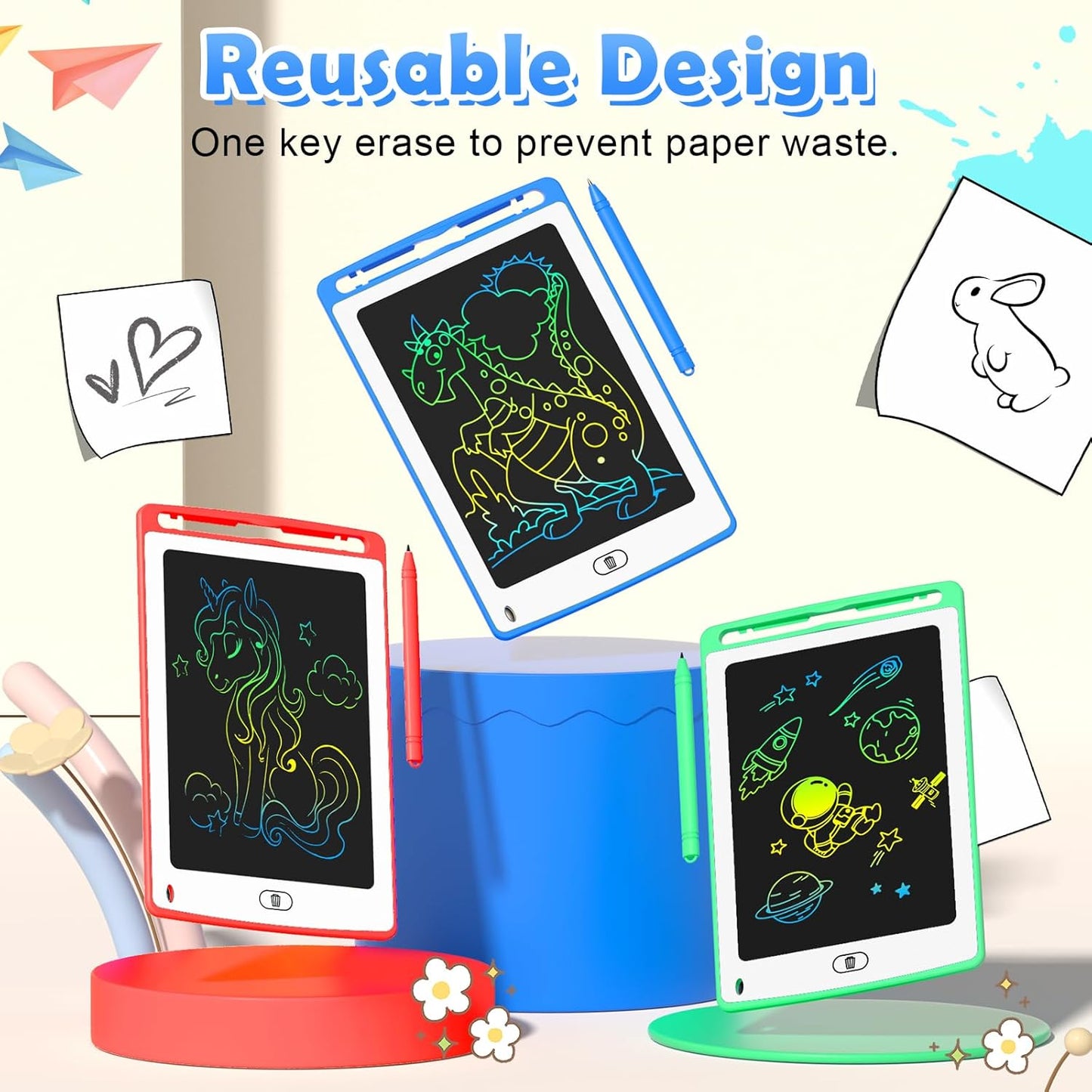 4 Pack LCD Writing Tablet for Kids, 8.5 Inch Colorful Doodle Board Drawing Tablet, Educational Learning Toys Birthday Gifts for Boys Girls Age 3 4 5 6 7 8