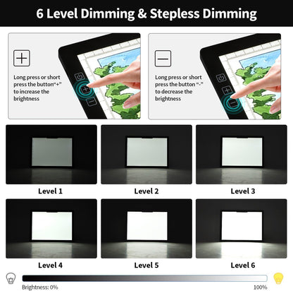 Rechargeable A3 Light Pad for Diamond Painting,Tracing Light Box with Stand and Clip,3 Colors Stepless Dimmable and 6 Levels of Brightness Light Board for Artists,Drawing,Sketching,Animation