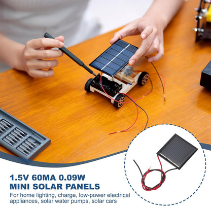 MECCANIXITY 2 Pcs 5.5V 0.44W 70mA Mini Solar Panels, Small Polycrystalline Solar Cell Panel with 2 Cable for DIY Electric Toy Materials Kits Charger, 60mm x 60mm
