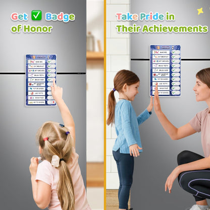 Upgraded Slider 3 in 1 Bedtime/Morning/Daily Routine Chart for Kids, Magnetic Chore Chart for Kids, Visual Schedule for Kids Toddlers Schedule Board for Home