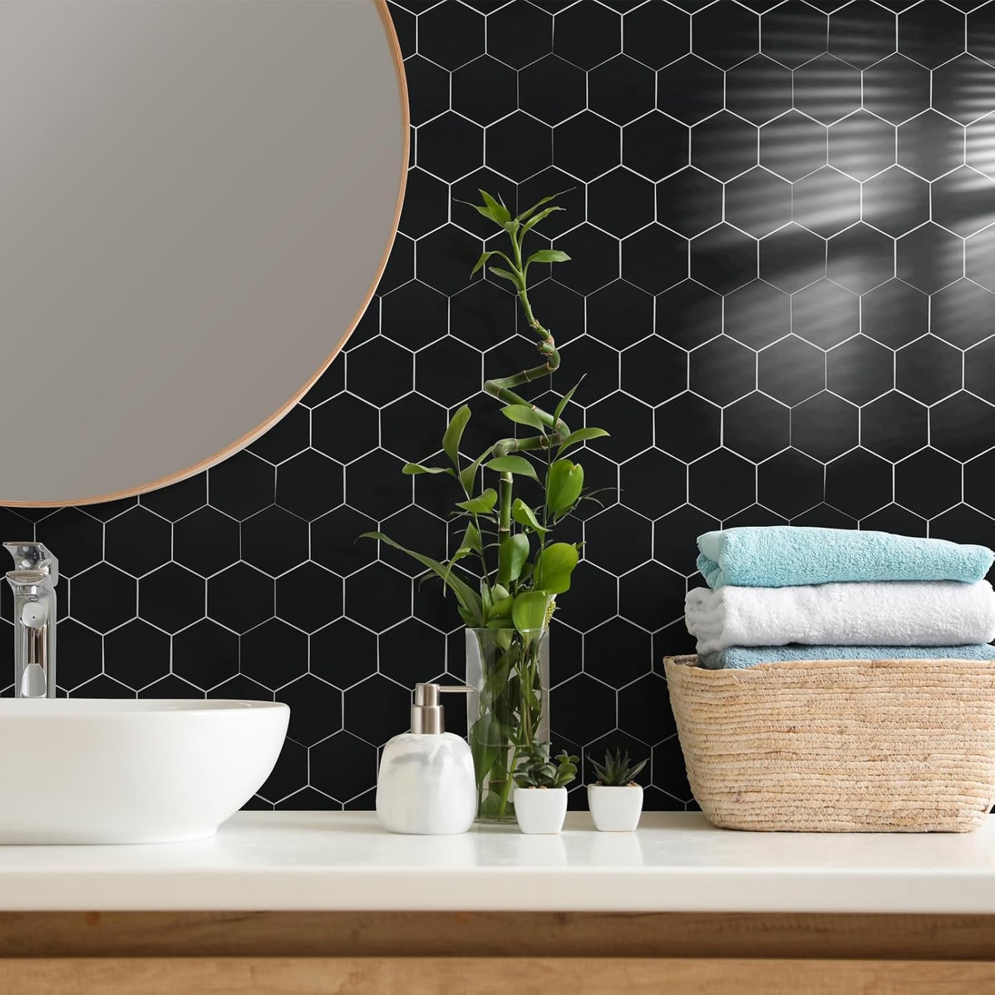 Yipscazo 10 Sheet Hexagon Peel and Stick Backsplash,Self Adhesive Luxury Faux Marble Tile, Asenka Beige Wall Tile for Kitchen, Stick on Backsplash Tiles for Bathroom,RV,Laundry