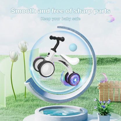 Gamfeiny Colorful Lighting Baby Balance Bike Toys for 1 Year Old Boy Girl Gifts, 10-36 Month Toddler Balance Bike, No Pedal 4 Silence Wheels & Soft Seat First Riding on Toys, 1st Birthday Gifts