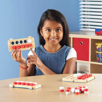 hand2mind Foam RekenRods Ten Frame Boards, Red and White Counters, Kindergarten Learning Games, Ten Frame Math Manipulatives, Counting Toys, Math Games (4 Ten Frames and 40 Math Counters)