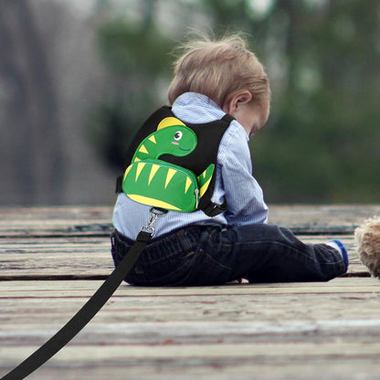 3 in 1 Toddler Harness Leash + Baby Anti Lost Wrist Link, Accmor Cute Dinosaur Child Safety Harness Tether, Kids Walking Wristband Assistant Strap Belt for Parent Boys Outdoor Activity (Black)