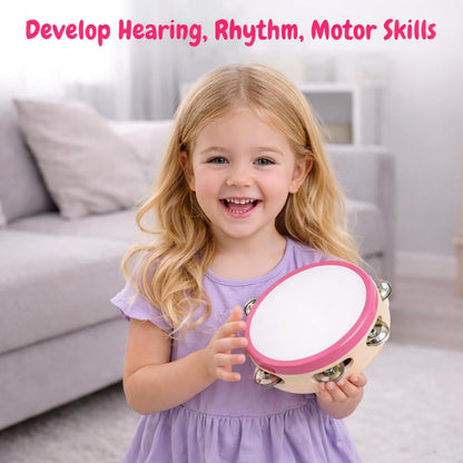 Stoie's Wooden Toddler Musical Instruments with Drum, Hand Bells, Flute, Maracas, Castanet, Tamburine, for Babies and Kids, Eco Friendly Montessori Educational Toy