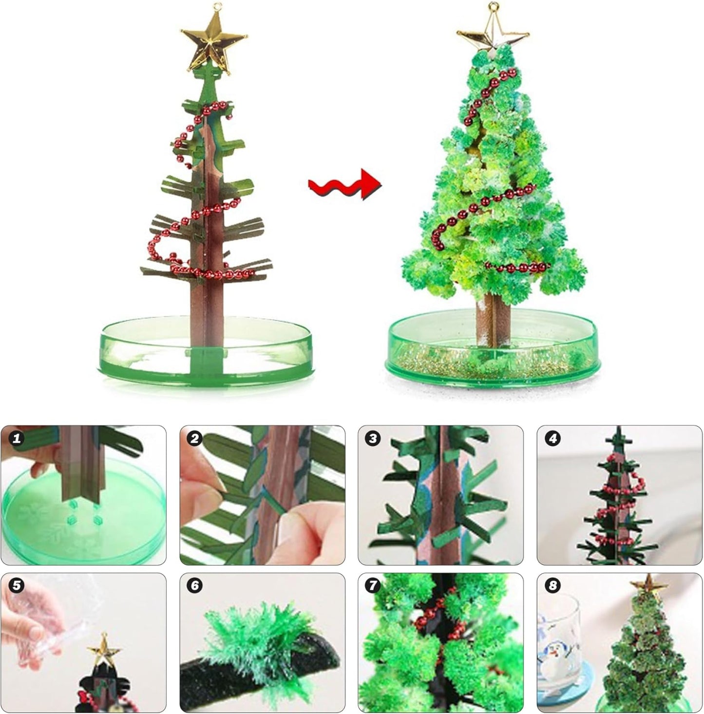 Crystal Growing Kit|Crystal Growing Kit, Mini Flower Tree Cherry Blossom Paper Trees Toys Desk Decor for Kids on Birthday, Christmas Style 2