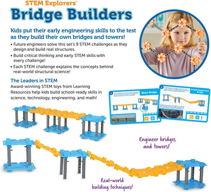 Learning Resources STEM Explorers Bridge Builders - Building Science Toys, Fine Motor Skills, Toddler Explorer Kit, Gifts for Boys and Girls