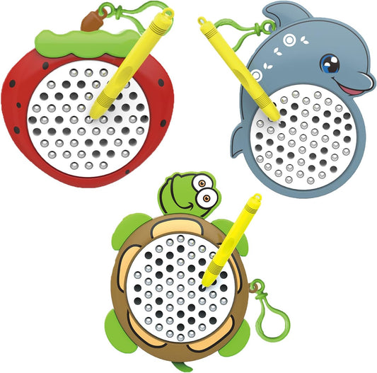 3In1 Strawberry Dolphin Turtle Magnetic Drawing Board for Kids & Toddlers with Beads and Magnet Stylus Pen - Magnetic Travel Toy for Airplane & Car Ride Activities for Kids