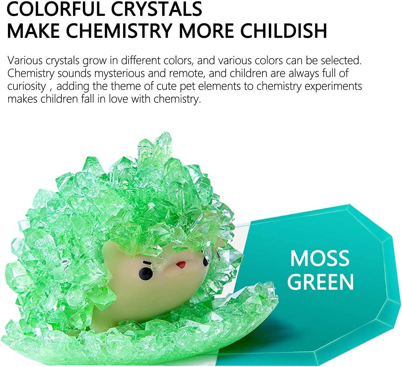 Crystal Growing Toys for Kids - Vibrant Colorful Crystal Hedgehog to Grow,Science Experiments Learning and Education for Kids STEM Gifts for Boys & Girls 8 Years + (Moss Green)