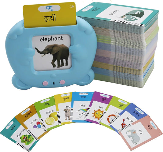 Spanish & English 510 Words Alphabet Bilingual Talking Flash Cards for 3-8 Years Toddlers, Pocket Speech Buddy Therapy Autism Toys, Educational Learning Interactive Toy for Boys Girls Kids Gifts Blue