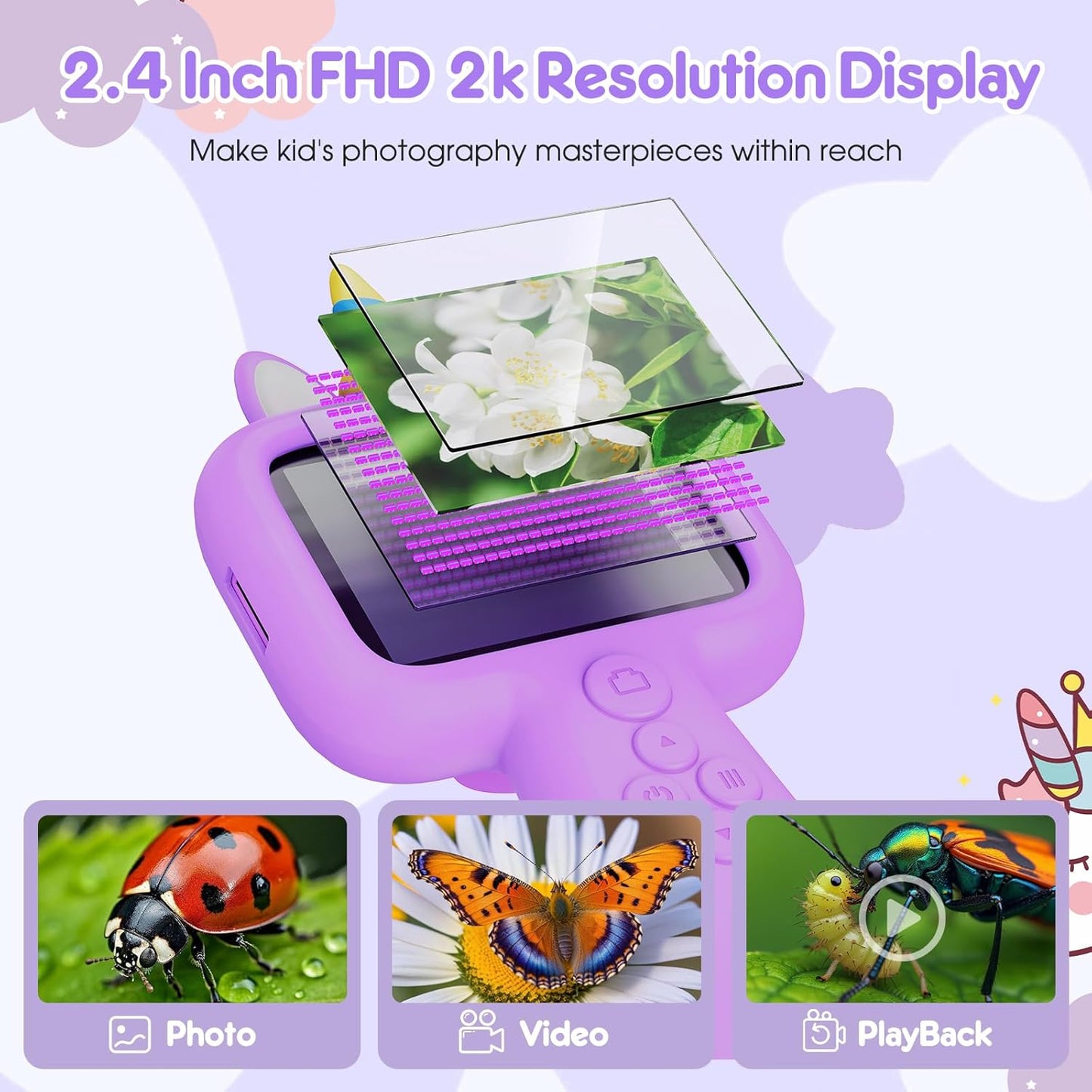 Magnify 2.4" Microscope for Kids, 600X-4800X Handheld Digital Miniscope, Portable Pocket Magnification Microscope Photo & Video | Education Toys for Age 3 4 5 6 7 8 9 10 Girls Boys