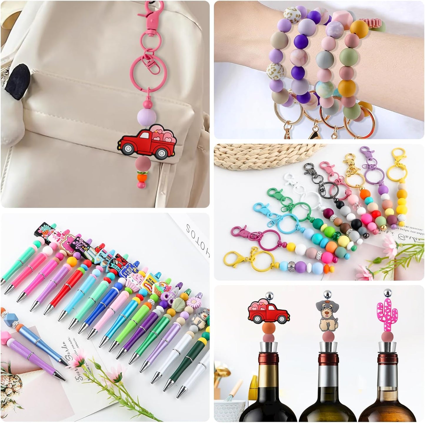 65Pcs 19mm Silicone Beads for Keychain Making Bracelet Necklace, Bulk Round Silicone Beads for Pens（Christmas Green） - Colors B