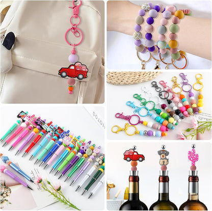 65Pcs 19mm Silicone Beads for Keychain Making Bracelet Necklace, Bulk Round Silicone Beads for Pens（Christmas Green） - Colors B