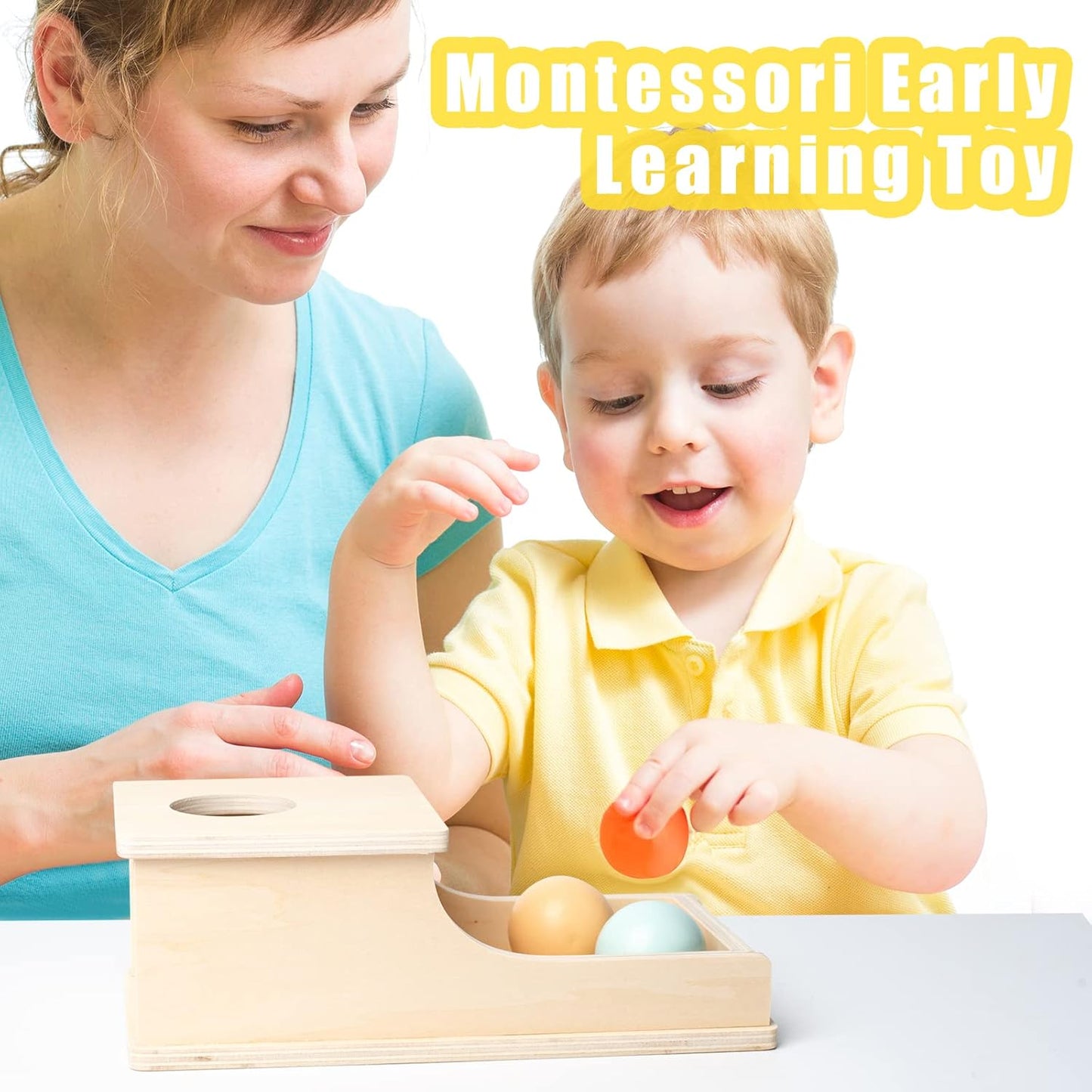 Busy edition Montessori Toys for Babies 6-12 Months Object Permanence Box Wooden Ball Drop Toy Play for 6 Month 1 2 3 Year Old Toddlers Infant Early Age Toy