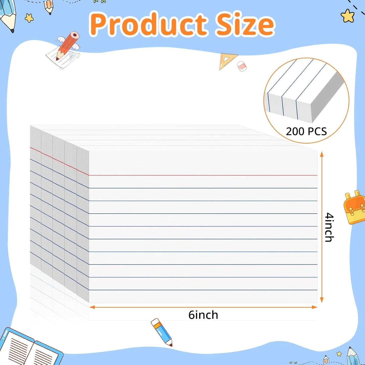 Index Cards 3x5 Inches, 300 PCS, Colored Flash Cards With Ring, Punched Lined Study Card Ruled Flashcards Notecards, Ruled Front And Blank Back, Note Card for School, College And Home