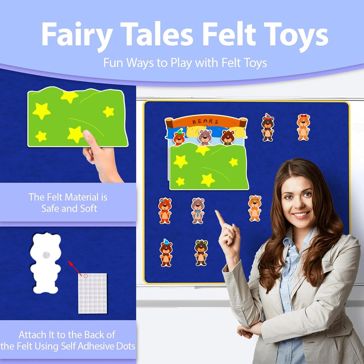 Ten Little Bears: A Counting Rhym Felt Toys Flannel Board Stories for Preschool Kindergarten Learning Activities Bedtime Stories