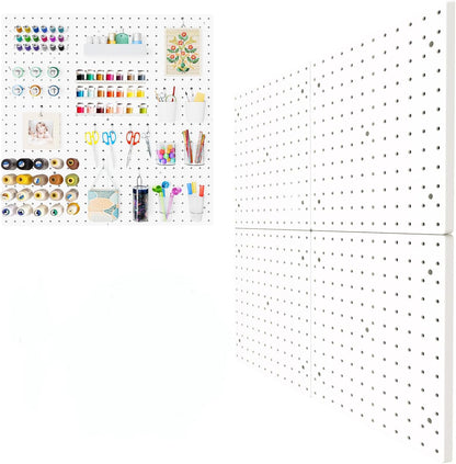 FZK Peg Board with Hooks, Plastic Pegboard Kit with 4 White Pegboards and Accessories, Peg Board Wall Organizer for Office and Craft Room