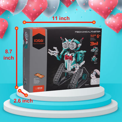 IQKidz STEM Building Blocks Kit for Kids - 2 in 1 Remote Control Race Car and Robot Toy, Great Gift for Boys, Teens Age 6 7 8-12+ Year Old Who Love Engineering and RC Sports Car Toys