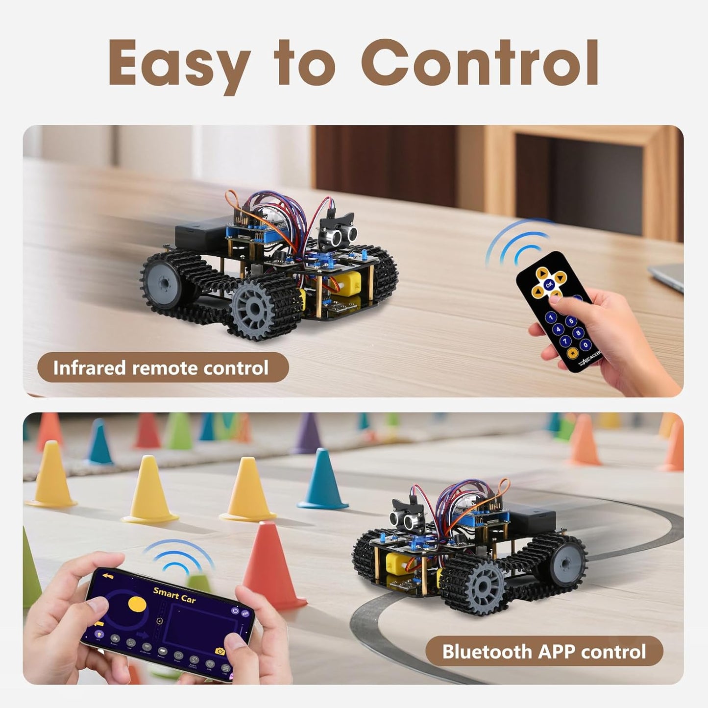 Robotics for Kids Ages 8-12, ACEBOTT Smart Robot Arm Car Kit with 5DOF, STEM Toys for Boys Age 8-12 12-16+, ESP32 Arduino/Python/Blockly Coding, App & Remote Control, STEM DIY Gift for Teens & Adults