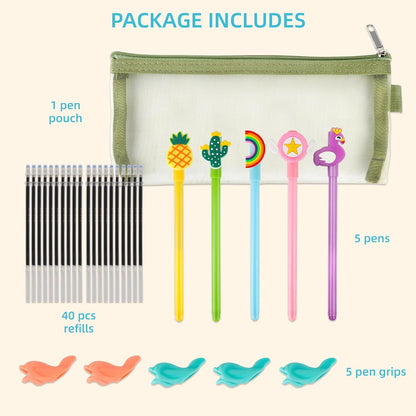 Large Reusable Grooved Handwriting Practice Workbooks for Kids Ages 3-8 – Magic Disappearing Ink & 3D Groove – Preschool Kindergarten Children Writing Books 5-Book Set with Pen Grips