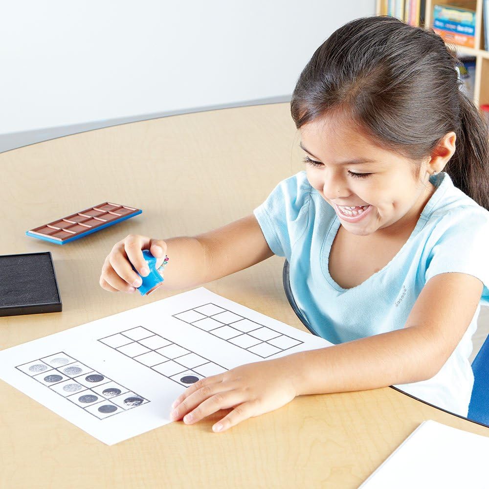 Learning Resources Ten Frame Stamp, Classroom Math Visuals Stamp, 2 Pieces, 21⁄4”H x 6”W
