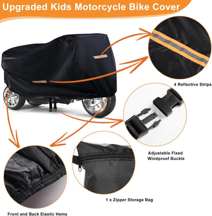 Kids Ride On Car Cover 2PCS,Large Power Wheels Cover Waterproof,Heavy Duty 420D Universal Toy Car Cover for Power Wheels Jeep & Toddler Electric Vehicles,All Season Protection,with 3 Reflective Strips