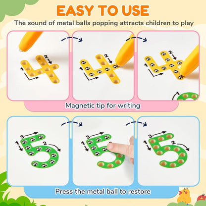 JoyCat Magnetic Animal Letter Tracing Board, Double-Sided ABC Magnets for Toddlers, Uppercase & Lowercase Letter Writing Practice - Preschool Learning Toys, Road Trip Car Activities for Kids Ages 3-5
