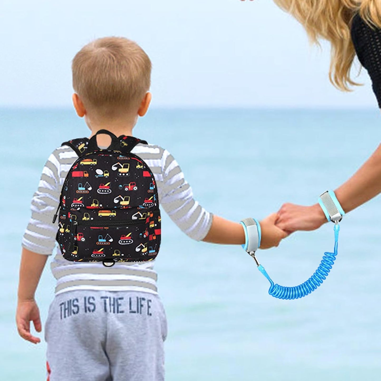 Accmor Toddler Backpack Leash, Mini Child Backpack with Anti Lost Wrist Link, Cute Kids Backpack Leash Walking Harness for Outdoor Travel, Small Excavator Backpack Tether for Baby Boys Girls Ages 1-3