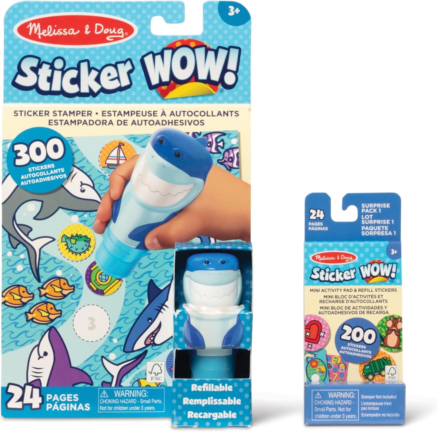 Melissa & Doug Sticker Wow!™ 24-Page Activity Pad and Sticker Stamper, 300 Stickers, Arts and Crafts Fidget Toy Collectible Character – Sea Turtle - for Kids Ages 3+ - FSC Certified