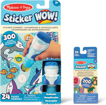 Melissa & Doug Sticker Wow!™ 24-Page Activity Pad and Sticker Stamper, 300 Stickers, Arts and Crafts Fidget Toy Collectible Character – Sea Turtle - for Kids Ages 3+ - FSC Certified