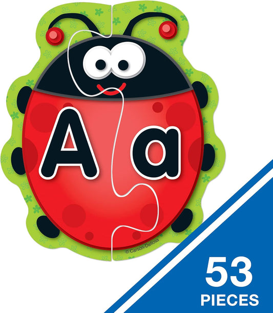 Carson Dellosa Education Lady Bug Letters Game, 26 2-Sided Ladybugs and Leaves Alphabet Puzzle, abc Kindergarten and Preschool Learning Activities for Toddlers Ages 4+