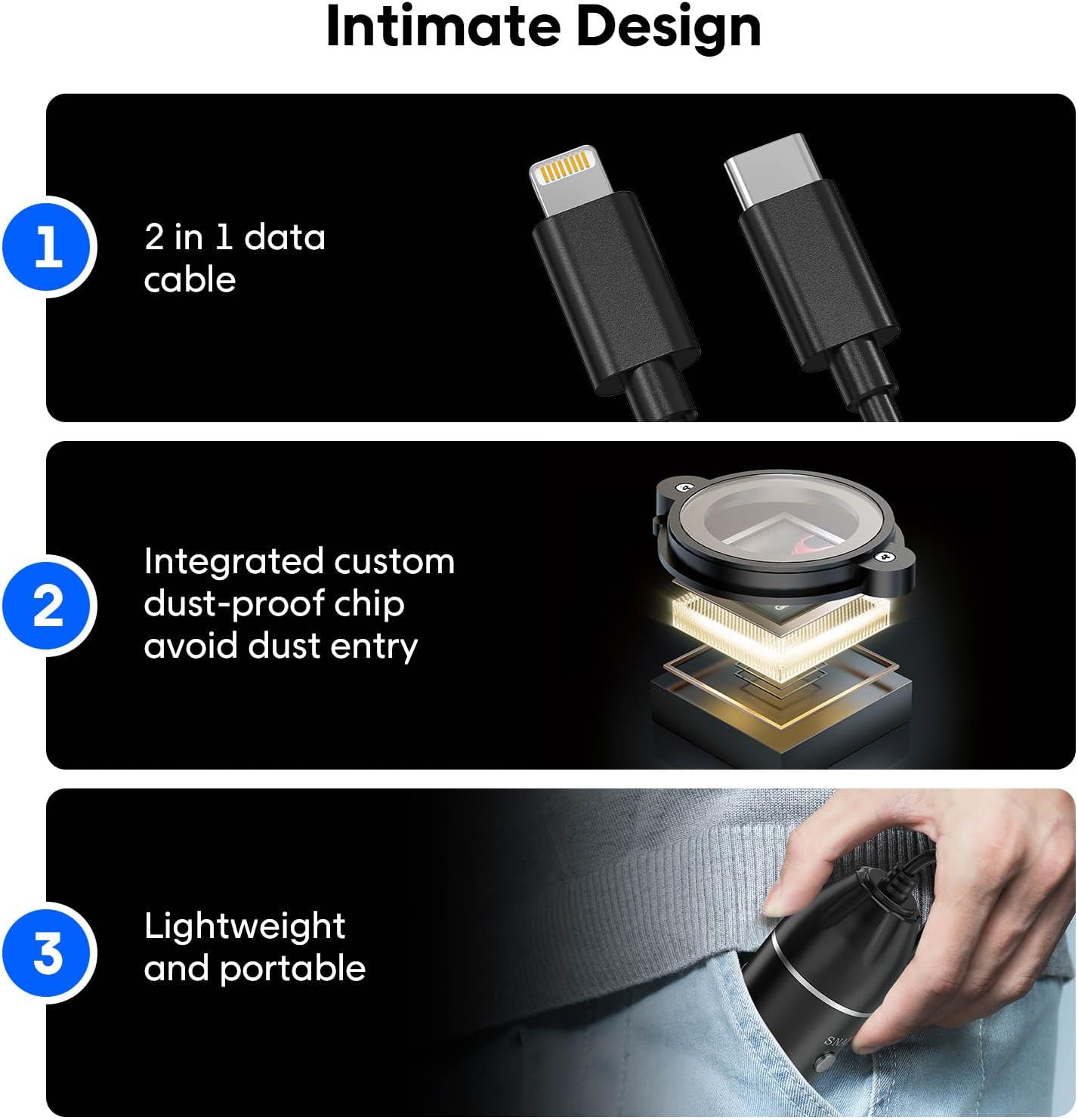 USB Digital Microscope, 50x-1600x Magnification Handheld, 1920P HD 8 LED Lights, Portable Pocket Microscope, Compatible with iOS and Android Devices, +2MP Magnifier Camera, No PC Support