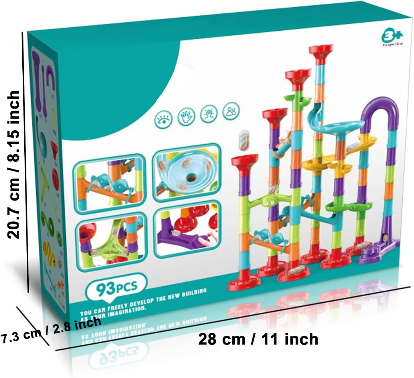 50 PCS Marble Toy Premium Set,STEM Educational Building Block Toy,Marble Track Race Set with 15 Glass Marbles for Boys & Girls,Construction Building Blocks Toys for Kids