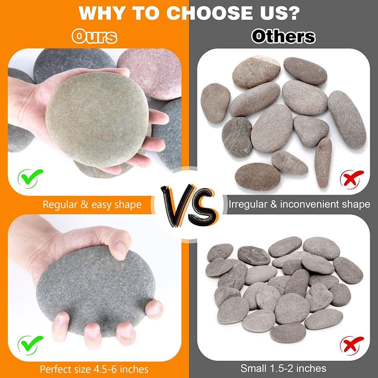 River Rocks for Painting 45 Pcs Large 2-3 Inch Flat Smooth Painting Stones Craft Rock to Paint for Kids Crafts Painting Bulk