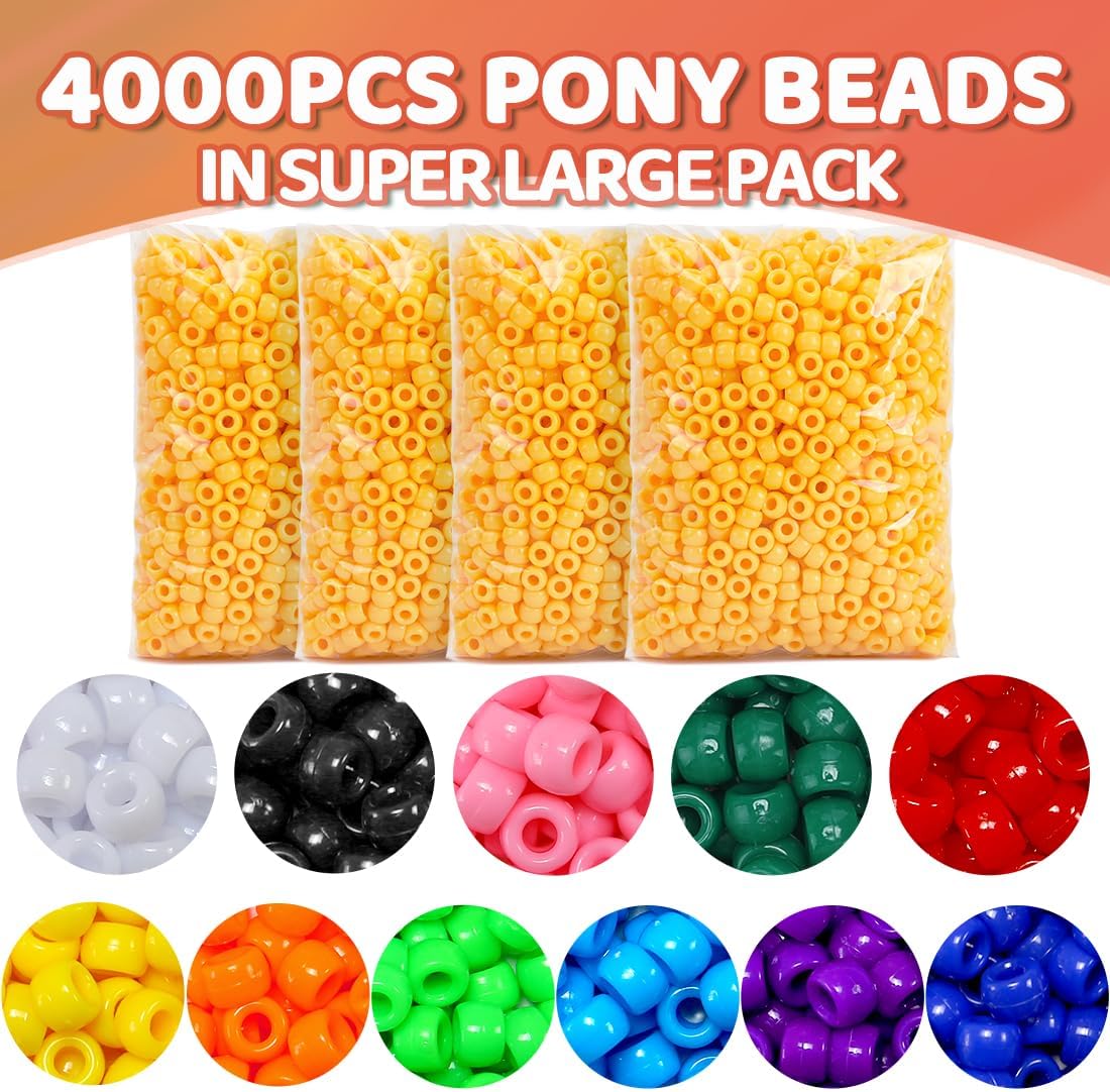 Praisebank 4000pcs Dark Green Pony Beads for Jewelry Making, Crafts, Hair Braids
